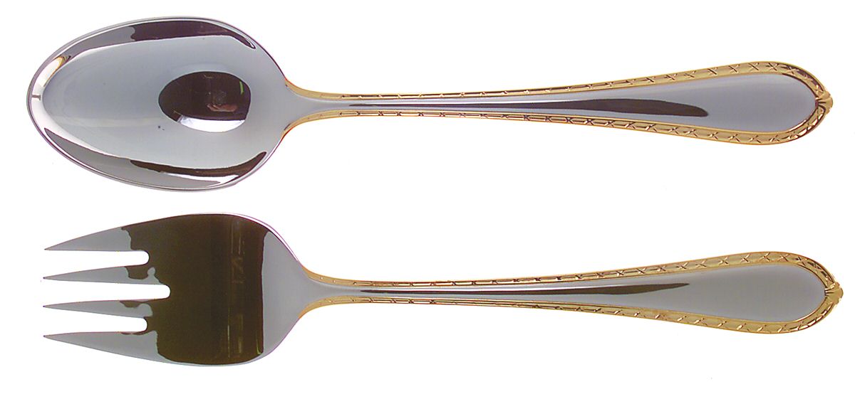 Powerscourt Gold (Stainless, Gold Accent) (2 Pc) Solid Salad Set by Waterford-1