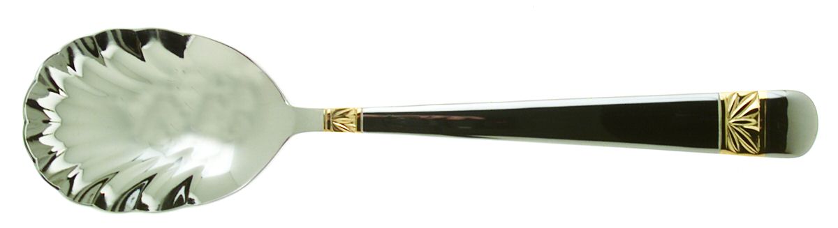 Wicklow Gold (Stainless, Gold Acct) Sugar Shell Spoon by Waterford-1