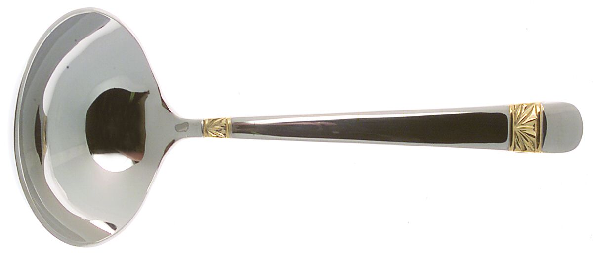 Wicklow Gold (Stainless, Gold Acct) Solid Gravy Ladle by Waterford-1