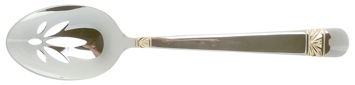Wicklow Gold (Stainless, Gold Acct) Pierced Tablespoon (Serving Spoon) by Waterford-1