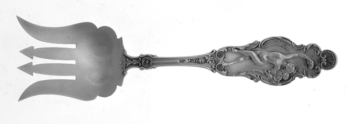 Bacchante (Sterling, 1895) Large Solid Tined Sardine Serving Fork by Watson-1