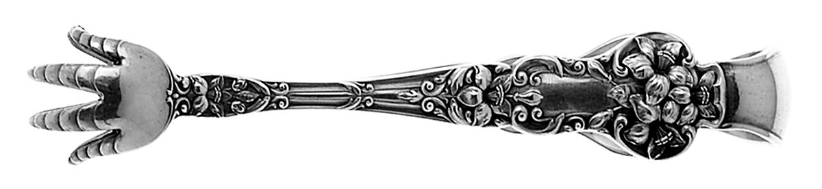 Bridal Flower (Sterling, 1910, No Monograms) Large Sugar Tongs by Watson-1