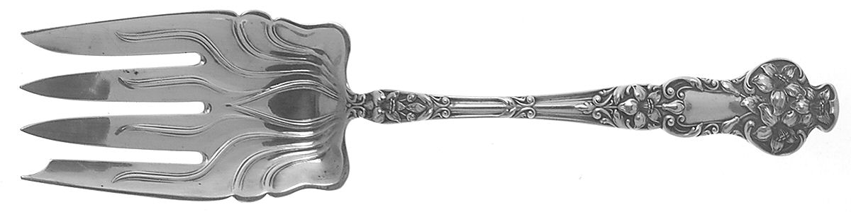 Bridal Flower (Sterling, 1910, No Monograms) Small Solid Cold Meat Serving Fork by Watson-1
