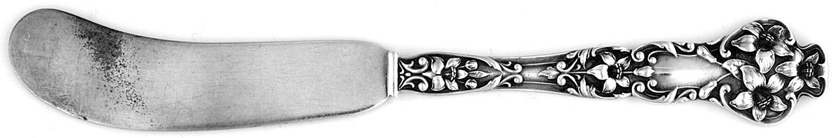 Bridal Flower (Sterling, 1910, No Monograms) Flat Handle Butter Spreader by Watson-1