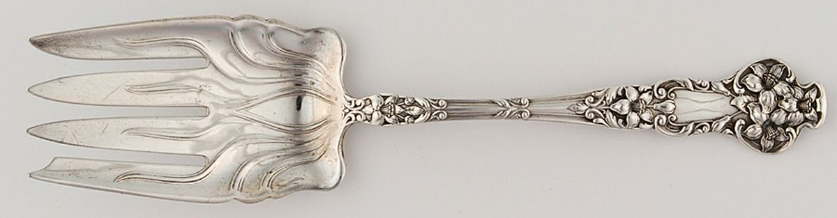 Bridal Flower (Sterling, 1910, No Monograms) Small Solid Cold Meat Serving Fork by Watson-1