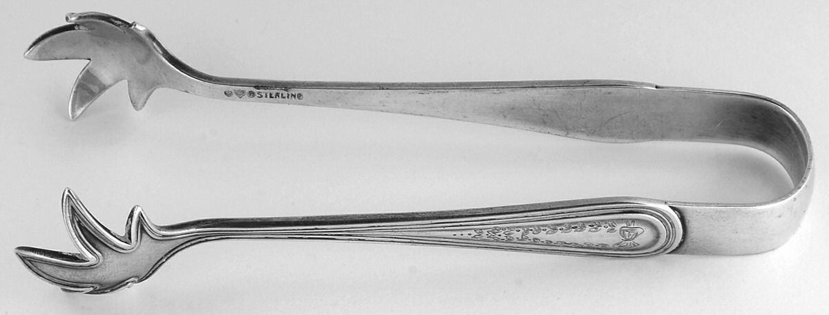Commonwealth-Engraved (Sterlng, 1908) Small Sugar Tongs by Watson-1