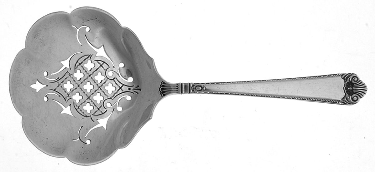 George II (Sterling, 1937) Solid Bon Bon Spoon with Pierced Bowl by Watson-1