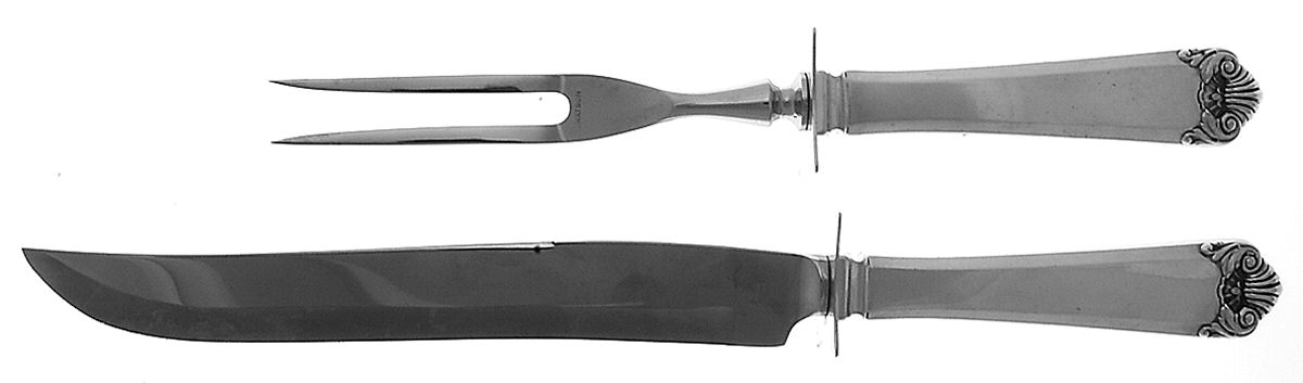 George II (Sterling, 1937) Large 2-Piece Roast Carving Set w/ Stainless Blade by Watson-1