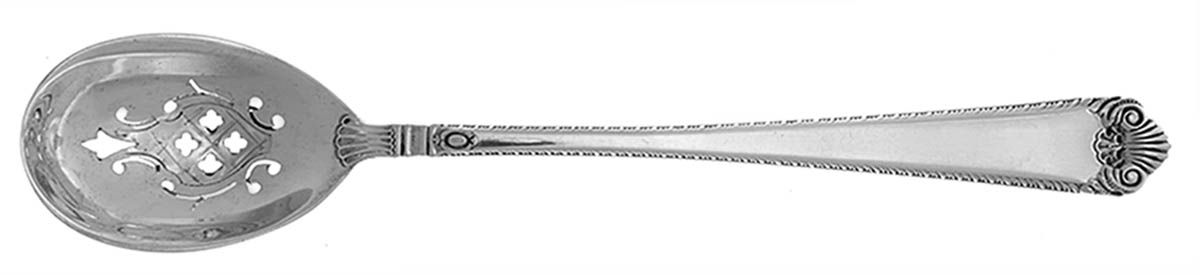 George II Rex-Handchsd (Sterling, 1936) Pierced Bowl Short Handle Olive Spoon by Watson-1