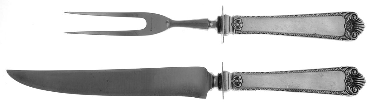 George II Rex-Handchsd (Sterling, 1936) 2 Piece Small Carving Set W/ Sterling Guard by Watson-1