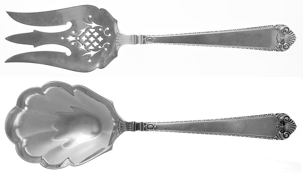 George II Rex-Handchsd (Sterling, 1936) (2 Pc) Solid Salad Set by Watson-1