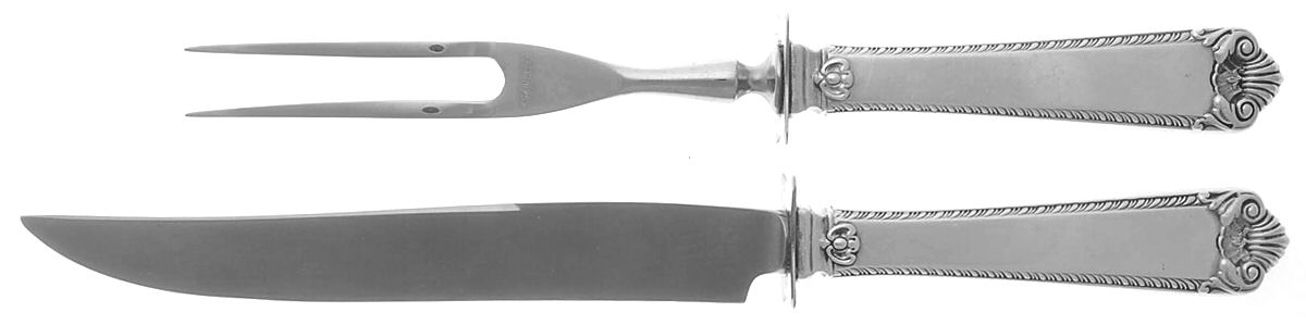 George II Rex-Handchsd (Sterling, 1936) Small Stainless Blade 2-Piece Steak Carving Set by Watson-1