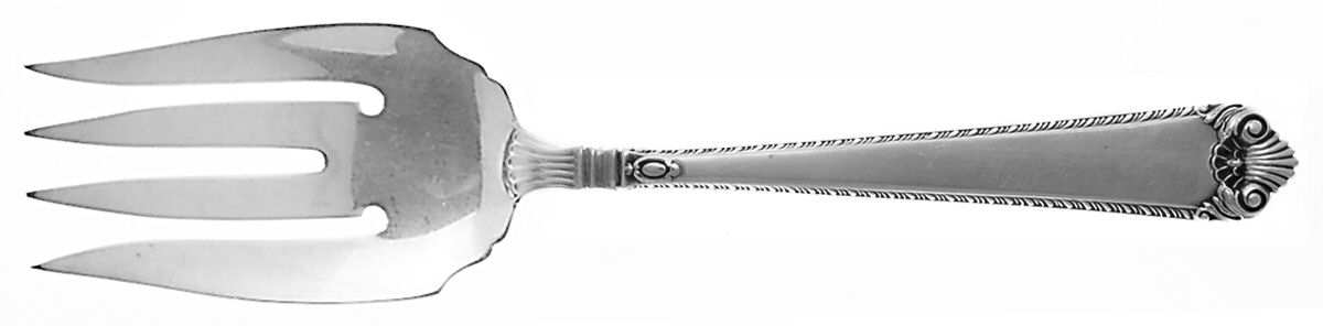 George II Rex-Handchsd (Sterling, 1936) Small Solid Cold Meat Serving Fork by Watson-1