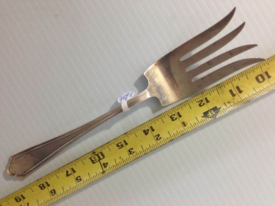 John Alden (Sterling, 1911) Medium Solid Cold Meat Serving Fork by Watson-1