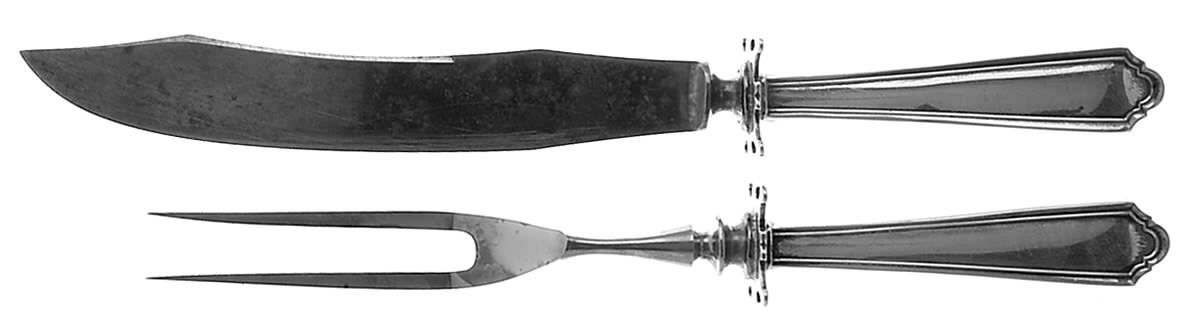 John Alden (Sterling, 1911) 2 Piece Small Carving Set W/ Sterling Guard by Watson-1