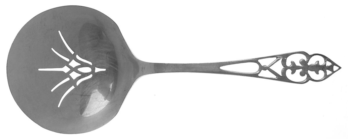 King George (Sterling, 1920) Solid Bon Bon Spoon with Pierced Bowl by Watson-1