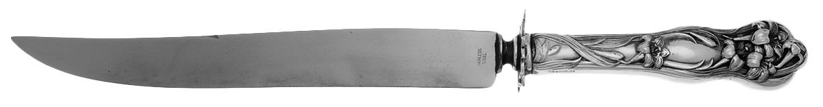 Lily (Sterling, 1902, No Monograms) Large Stainless Blade Roast Carving Knife by Watson-1
