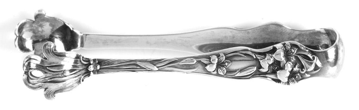 Lily (Sterling, 1902, No Monograms) Large Sugar Tongs by Watson-1