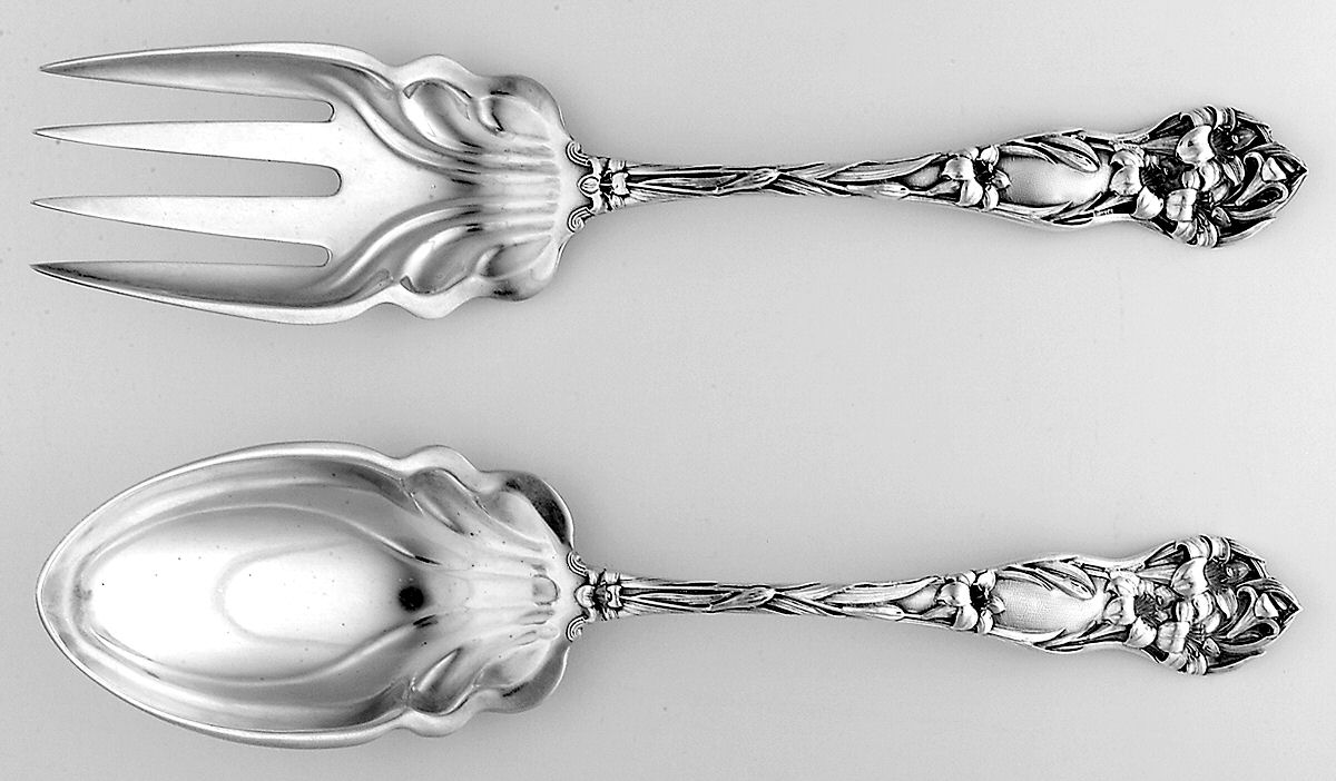 Lily (Sterling, 1902, No Monograms) Solid 2-Piece Vegetable Serving Set by Watson-1