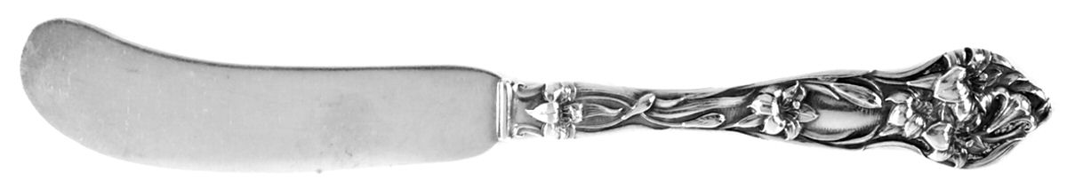 Lily (Sterling, 1902, No Monograms) Flat Handle Butter Spreader by Watson-1