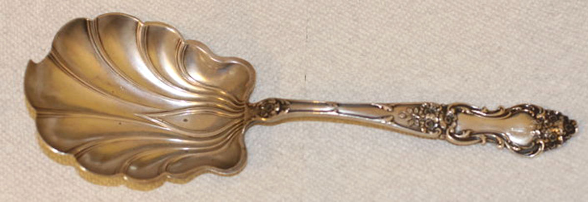 Meadow Rose (Sterling, 1907, No Monos) Solid Salad Serving Spoon by Wallace Silver-1