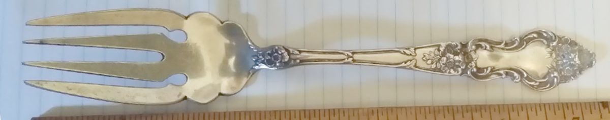 Meadow Rose (Sterling, 1907, No Monos) Large Individual Solid Fish/Salad Fork by Wallace Silver-1