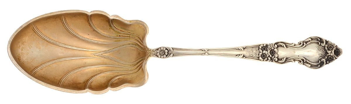 Meadow Rose (Sterling, 1907, No Monos) Vegetable Serving Spoon (Solid) by Wallace Silver-1