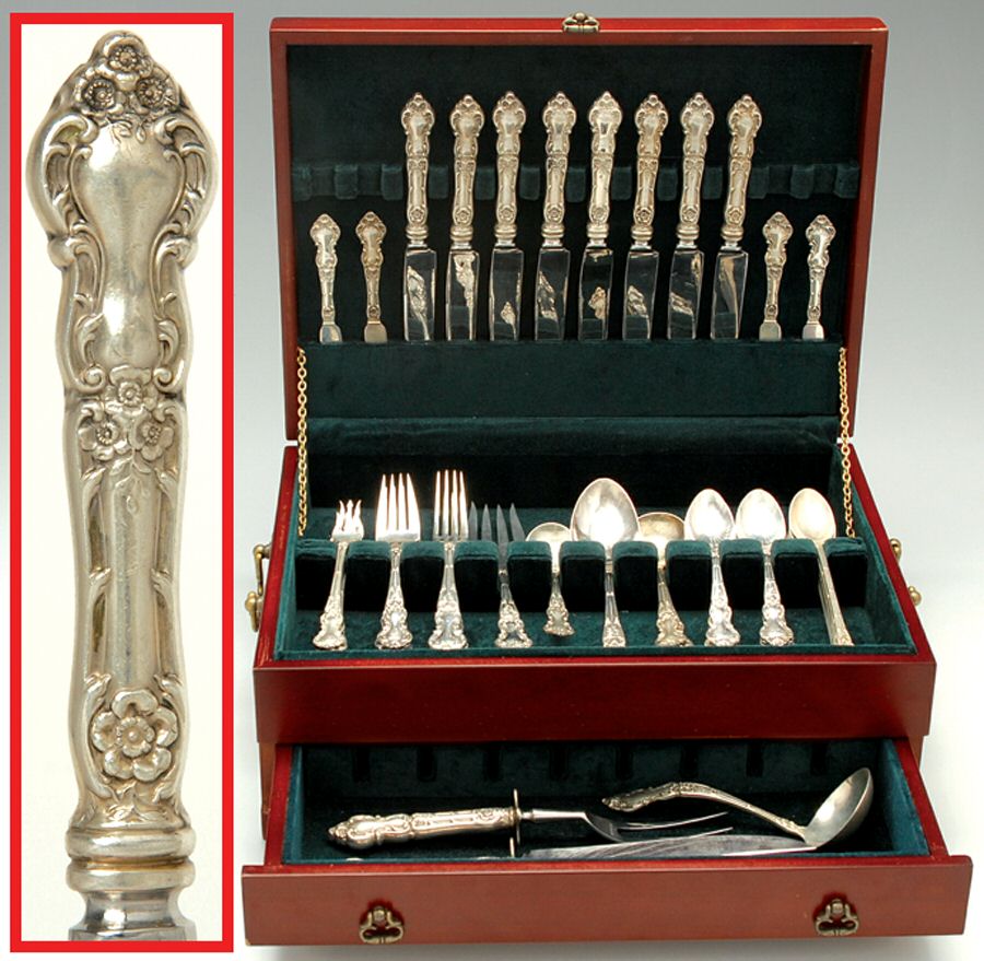 Meadow Rose (Sterling, 1907, No Monos) 78 Piece Set by Wallace Silver-1