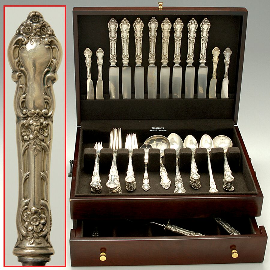 Meadow Rose (Sterling, 1907, No Monos) 70 Piece Set by Wallace Silver-1