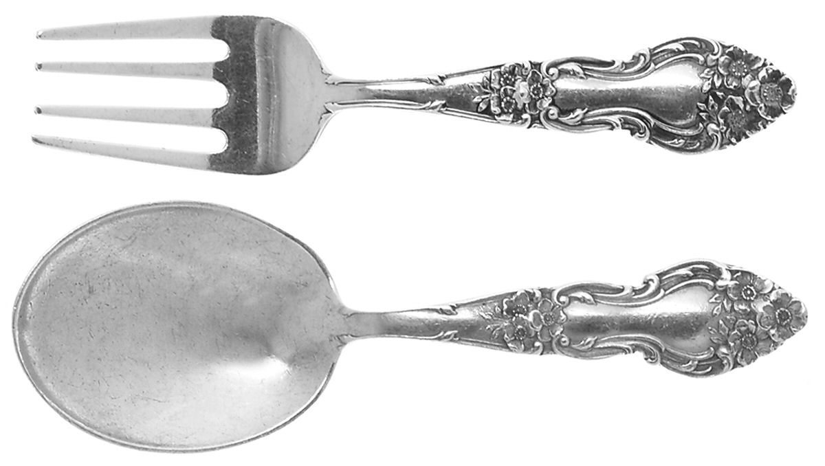 Meadow Rose (Sterling, 1907, No Monos) 2 Pc Baby Set (BF, BS) by Wallace Silver-1