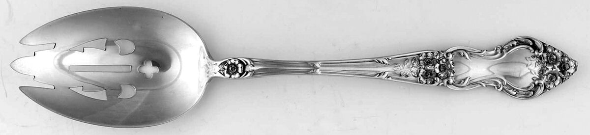 Meadow Rose (Sterling, 1907, No Monos) Pierced Tablespoon (Serving Spoon) CM by Wallace Silver-1