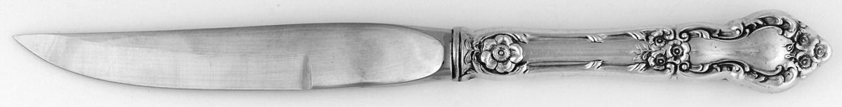 Meadow Rose (Sterling, 1907, No Monos) Individual Steak Knife w/Bevel Blade by Wallace Silver-1
