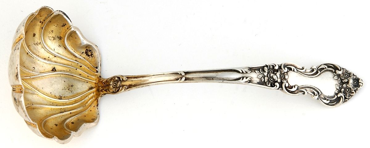 Meadow Rose (Sterling, 1907, No Monos) Solid Piece Cream Ladle by Wallace Silver-1