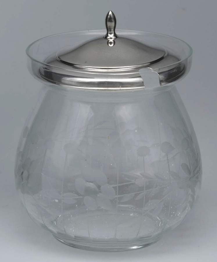 Sterling Hollowware Crystal Marmalade & Sterling Lid by Watson-1