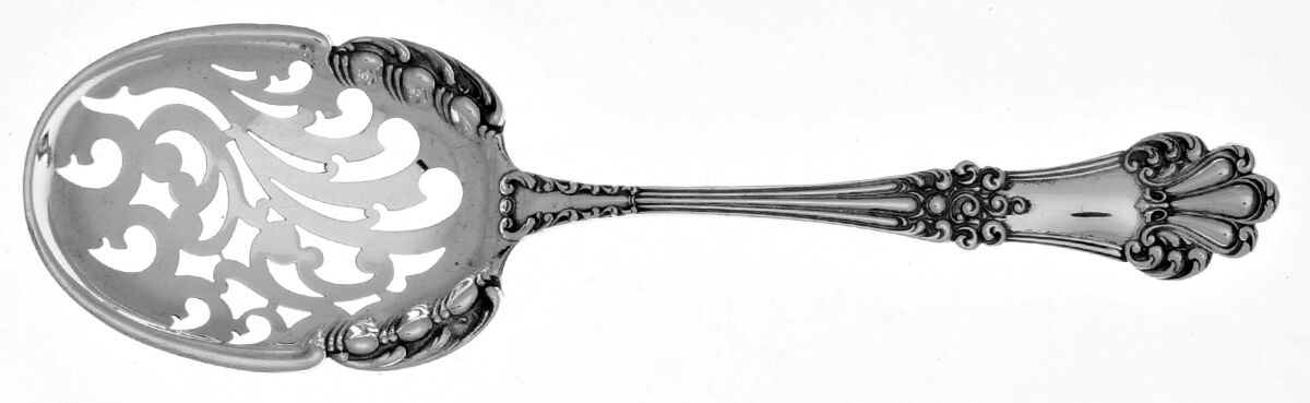 Olympia (Sterling, 1903, No Monogram) Pierced Nut Serving Spoon by Watson-1