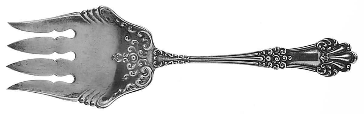 Olympia (Sterling, 1903, No Monogram) Large Solid Fish Serving Fork by Watson-1