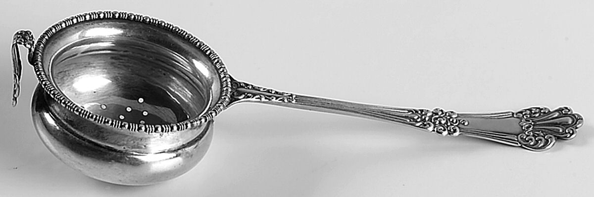 Olympia (Sterling, 1903, No Monogram) Individual Overcup Tea Strainer with Silverplate Bowl by Watson-1