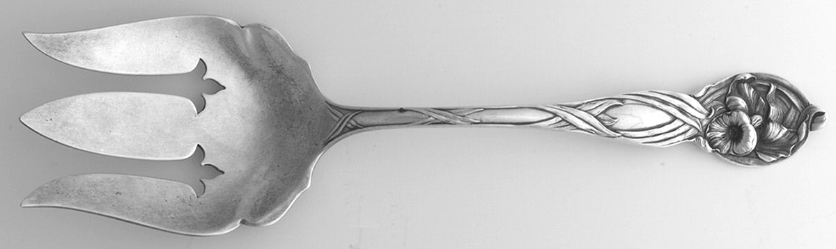 Orchid (Sterling, 1903) Solid Salad Serving Fork by Watson-1