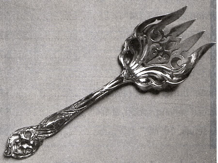 Orchid (Sterling, 1903) Large Solid Fish Serving Fork by Watson-1
