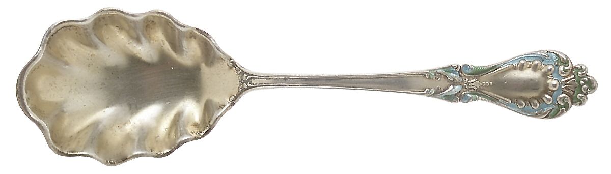 Princess (Sterling, 1900) Enameled Handle Sugar Shell Spoon by Watson-1