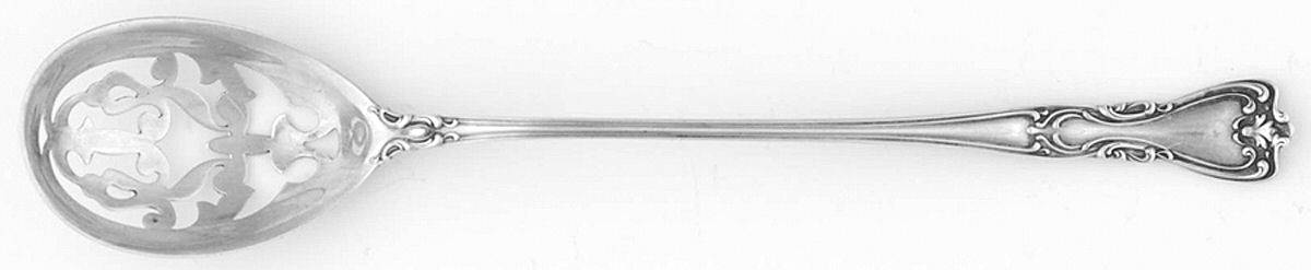 Victoria-New (Sterling, 1900) Pierced Bowl Short Handle Olive Spoon by Watson-1