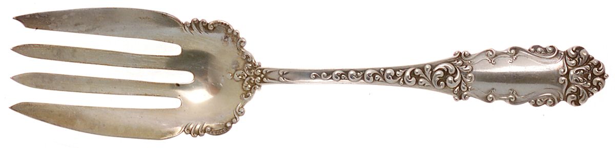 Victoria-Old (Sterling, 1890) Small Solid Cold Meat Serving Fork by Watson-1