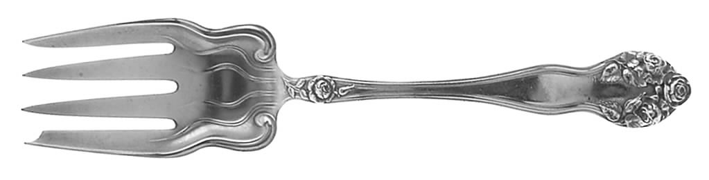 Wedding Rose (Sterling, 1900, No Monograms) Medium Solid Cold Meat Serving Fork by Watson-1