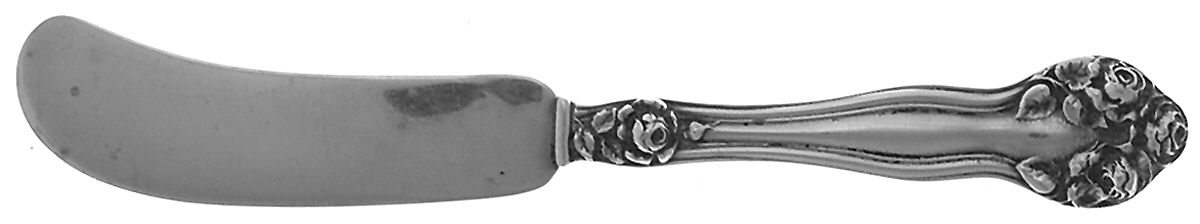 Wedding Rose (Sterling, 1900, No Monograms) Flat Handle Butter Spreader by Watson-1
