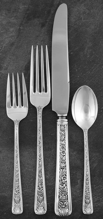 Windsor Rose (Sterling, 1940) 4 Piece Dinner Size Setting by Watson-1