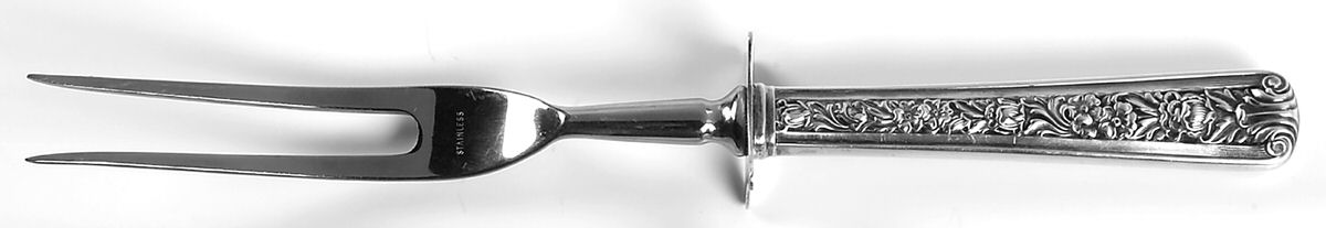 Windsor Rose (Sterling, 1940) Lg Carving/Roast Fork-Stn Prong w/Sterling Guard by Watson-1