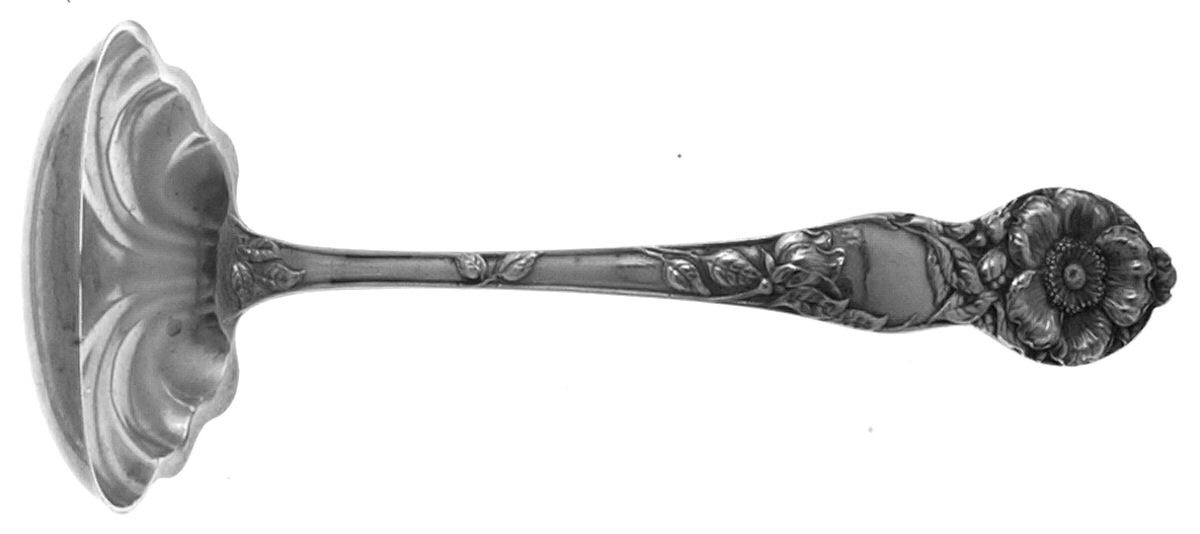 Wild Rose (Sterling, 1905) Large Gravy Ladle, Solid Piece by Watson-1