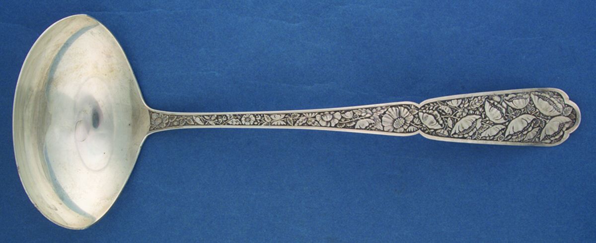 Byzantine (Sterling, 1875) Large Solid Soup Ladle by Wood & Hughes-1