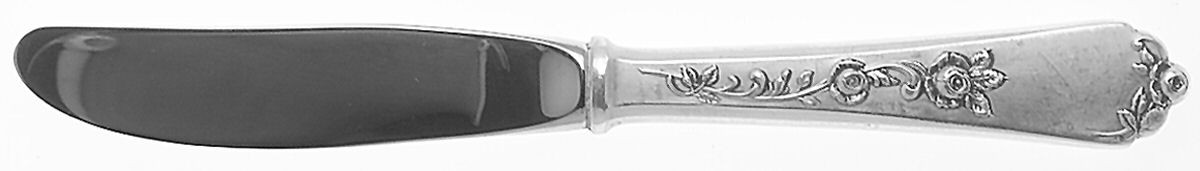 Sterling Rose (Sterling, 1955) Modern Hollow Butter Spreader (Stainless) by Wallace Silver-1