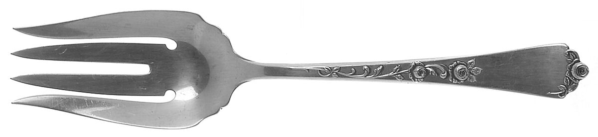 Sterling Rose (Sterling, 1955) Small Solid Cold Meat Serving Fork by Wallace Silver-1